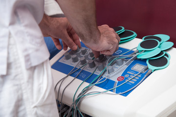 Therapist with machine  