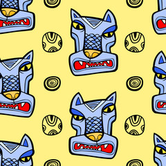Angry wolf seamless pattern