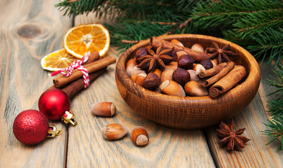 nuts and spices for christmas cake