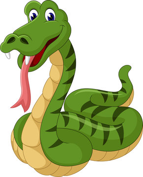 Cute green snake cartoon of illustration
