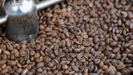 Close-up of coffee beans background.