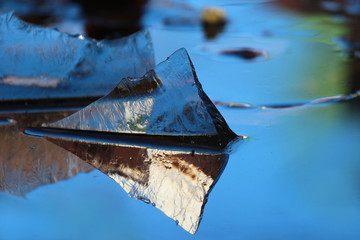 Piece of floating ice reflected in water © aquatarkus