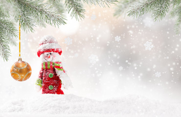 Christmas background with snowman