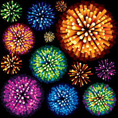 Fireworks and Explosion 3D Isolated Design Element