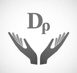Obraz premium Two vector hands offering a drachma currency sign