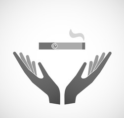 Two vector hands offering an electronic cigarette