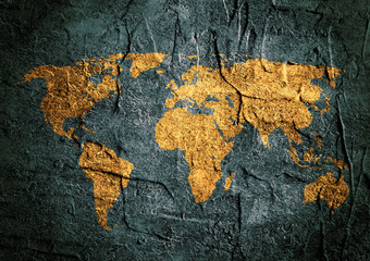 world map on grunge backdrop
