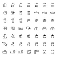 Present icon set in thin line style,vector illustration