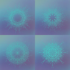 Set of geometric abstract form with connected lines and dots. Vector illustration