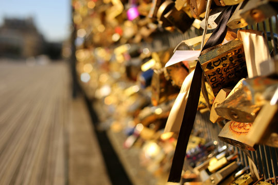 Padlocks on a bridge, Paris, France