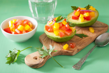avocados stuffed with tomato pepper salad
