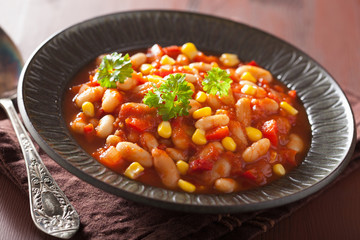 mexican veggie chilli in plate