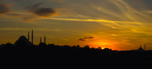 Naklejka premium summer sunset over Istanbul near Hagia Sophia