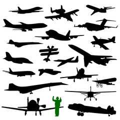 Collection of twenty silhouettes of various planes