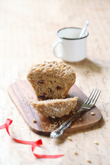Pine Nut Cherry Big-Muffin with Streusel Topping