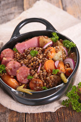 lentils,meat and carrot