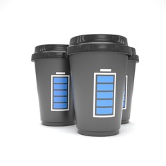 Three paper coffee cups