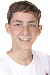 Obraz premium Teenage Boy With Milk Moustache