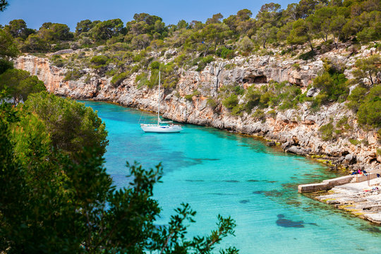 the yacht in azure sea, Mallorca
