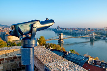 Fototapeta na wymiar Tourist binoculars at Budapest