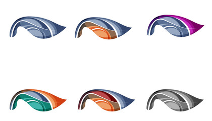 Fototapeta premium Set of abstract eco plant icons, business logotype nature green concepts, clean modern geometric design