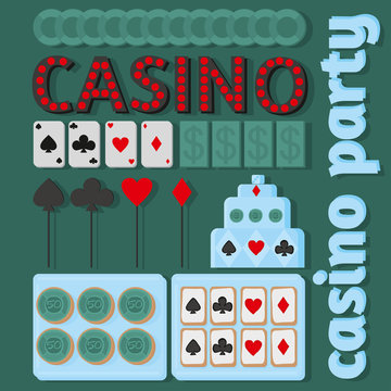 casino party ideas in flat style