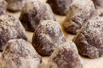 row of delicious confectionery - chocolate truffle