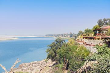 Fototapeta na wymiar At Bagan river shore in Myanmar