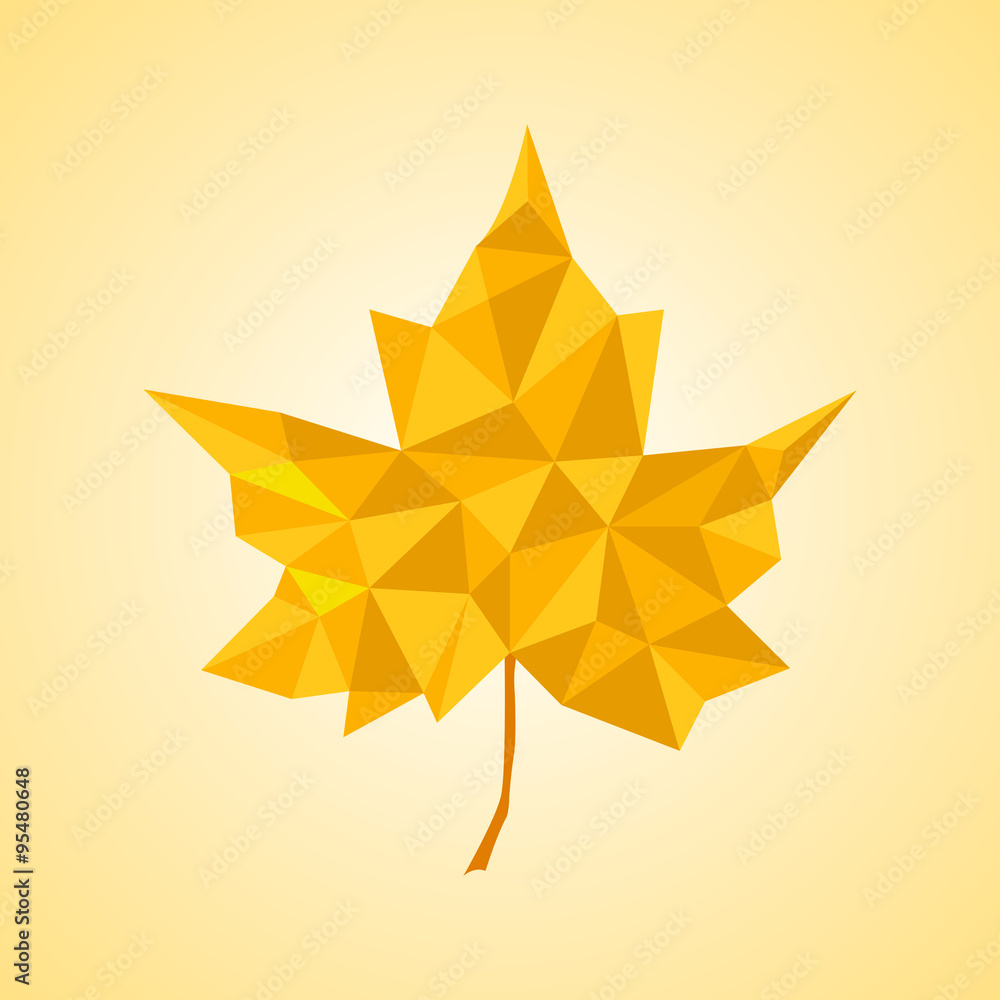 Wall mural maple leaf in triangular style. vector illustration. eps 10