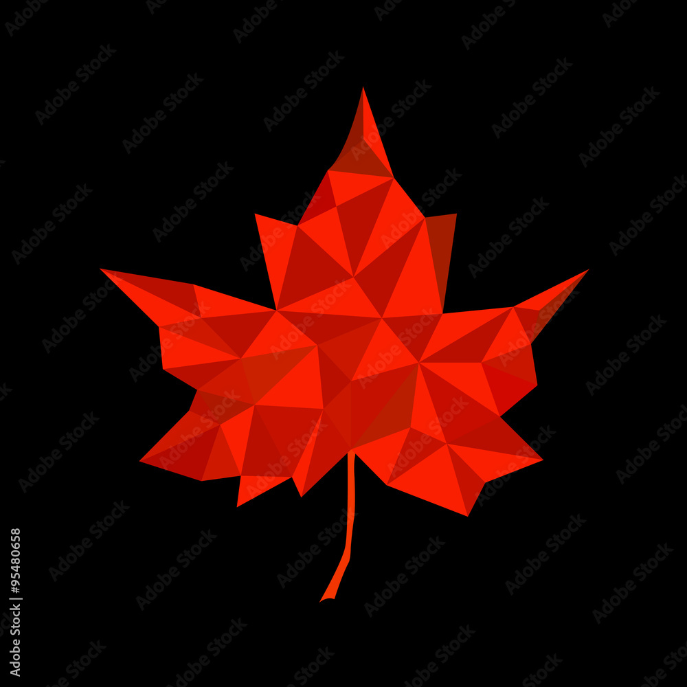 Wall mural maple leaf in triangular style. vector illustration. eps 10
