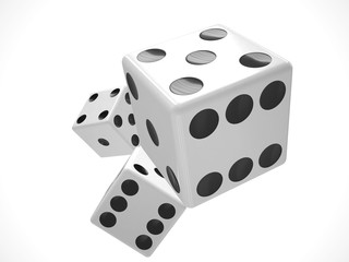 three dices on white