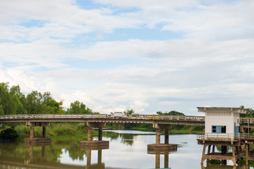 Fototapeta na wymiar Small river bridge , Mahasaracram Thailand.