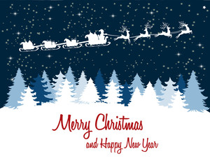 Christmas card, wishes, winter landscape background