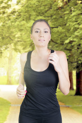 Woman running in park 