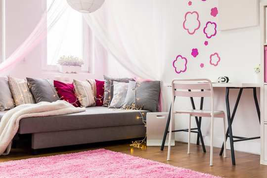 Pink and white interior