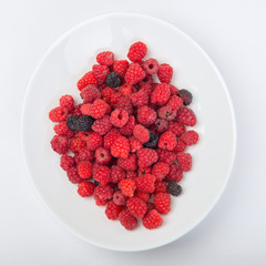 Fresh raspberries and blackberries