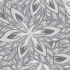 vector seamless abstract floral monochrome pattern.