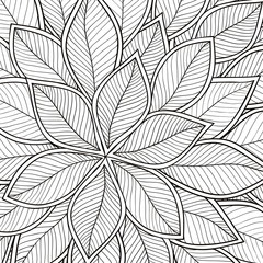 Abstract grey seamless pattern with leaves. Vector