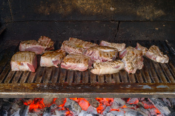 Grilling beef meat