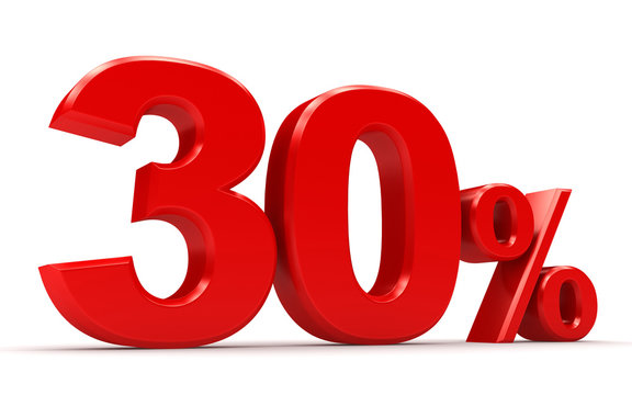 3d percentage of red on a white background