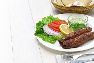 mutton seekh kabab with mint chutney