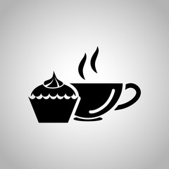 Cup of tea with dessert icon
