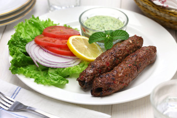 mutton seekh kabab with mint chutney