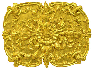 Golden Thai decorative pattern molding isolated on white backgro