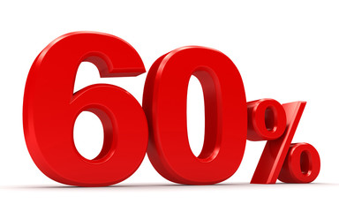 3d percentage of red on a white background