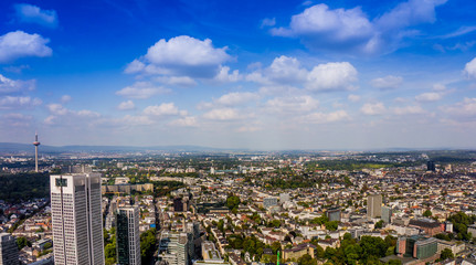 view to skyline of Frankfurt from Maintower in Frankfurt, German
