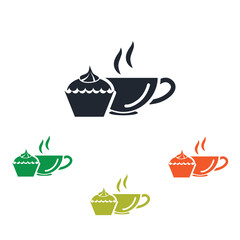 Cup of tea with dessert icon