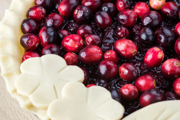 Uncooked cranberry pie.