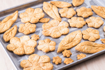 Baked crust flowers decoration.