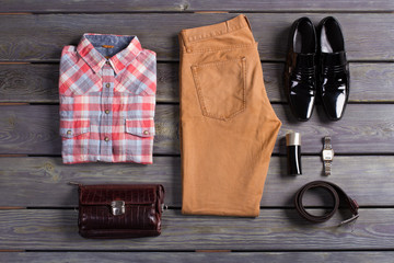 Stylish and colorful men's clothes.